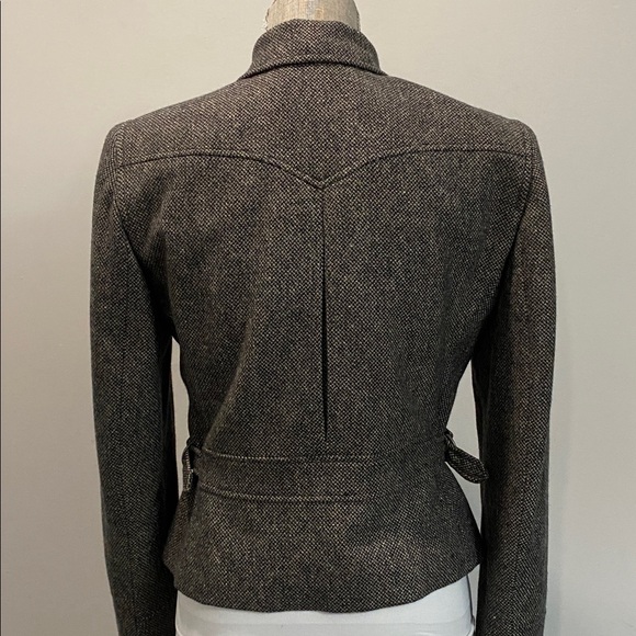 Lauren Ralph Lauren Charcoal Wool Moto Jacket Size 4 Zipper Detail - Picture 9 of 15